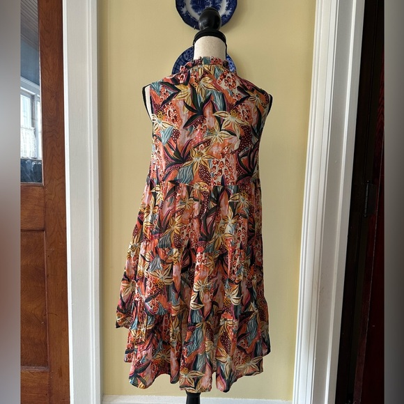 True Destinations | Boho Floral Tiered Sleeveless Knee Length Dress - Picture 2 of 9